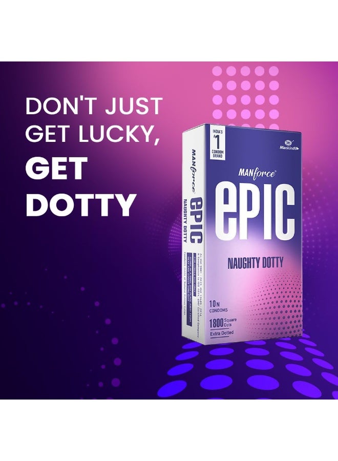Manforce Epic Naughty Dotty 10N condoms | 1800 Square Dots | Extra Dotted - Image 3